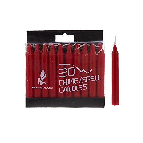 Mega Candles 無香料 4インチ ミニ チャイムリチュアルスペル テーパーキャンドル - レッド 20本セット