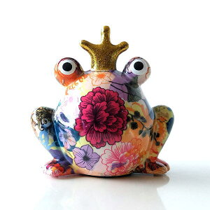 貯金箱 おしゃれ かわいい 陶器 カエル 蛙 オブジェ 置物 可愛い インテリア 陶器のカラフル貯金箱 カエル