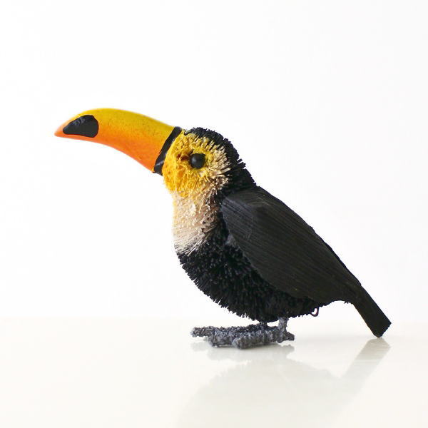 Rakuten - たわし アニマル オニオオハシ 鳥 置物 オブジェ おしゃれ かわいい 可愛い 小さい 動物 ヤシ エスニック 雑貨 インテリア たわしアニマル オニオオハシ