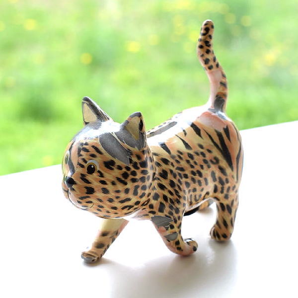 貯金箱 おしゃれ 陶器 猫 ねこ キャット オブジェ 置物 かわいい 動物 アニマル カラフル エスニック インテリア 陶…