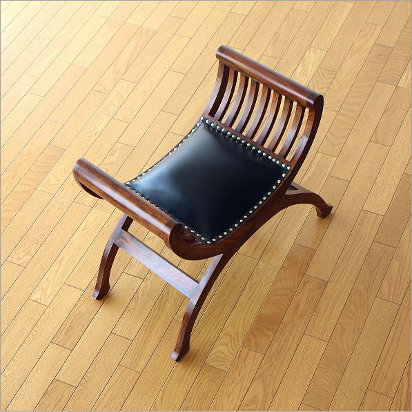 【楽天市場】アジアンチェア 無垢材 木製スツール レザースツール 本革 天然木製 スツールチェアー 玄関椅子 腰掛け クッションチェア
