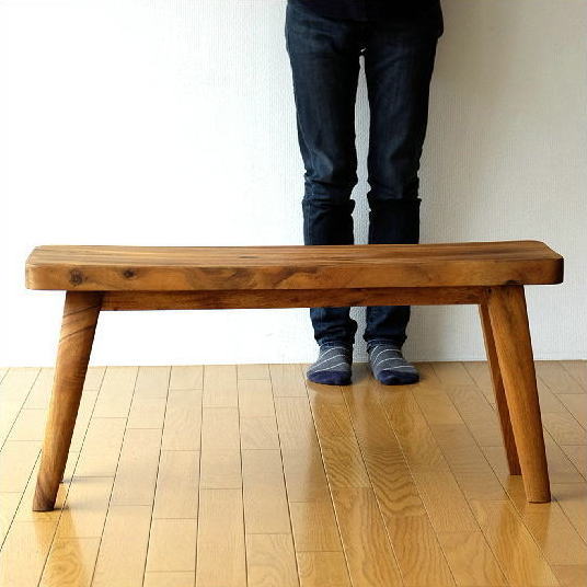 木製ベンチ 長椅子 背もたれなし リビング インテリア デザイン 無垢材 シンプル おしゃれ 木のベンチ 玄関 椅子 チェア ウッドベンチ カーブのレビュー クチコミとして参考になる投稿1枚