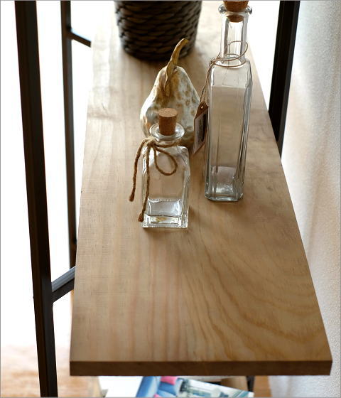 飾り棚 ディスプレイラック おしゃれ 木製 3段 オープンシェルフ シンプル アイアンとウッドのスリムシェルフ