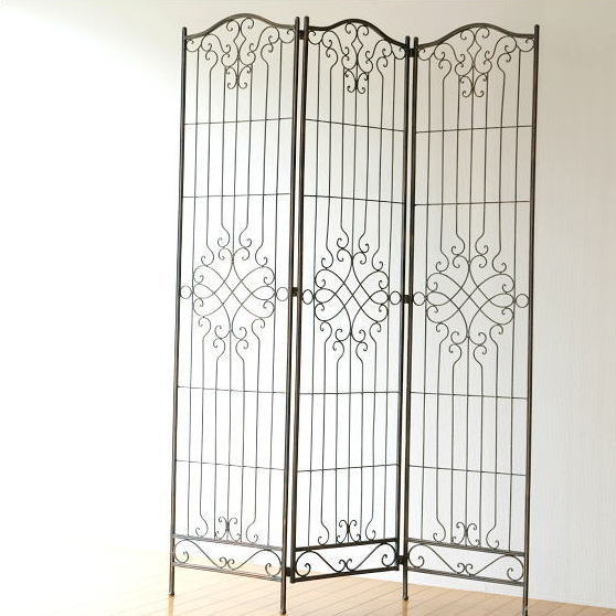 パーテーション パーティション アイアン 3連 180cm スクリーン 自立 可動式 間仕切り 衝立 ついたて ..