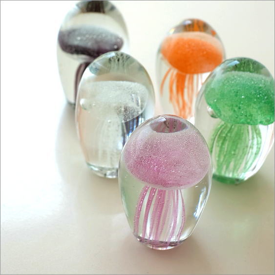 クラゲ くらげ オブジェ インテリア 置物 ペーパーウェイト ペーパーウエイト おしゃれ ガラ...