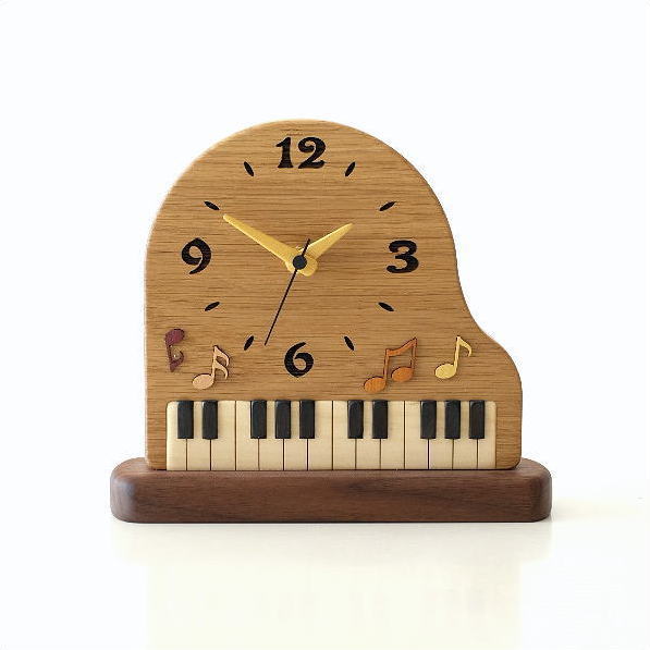 置き時計 【5/15限定P3倍】 置き時計 おしゃれ アナログ 木製 天然木 無垢 置時計 日本製 かわいい 手作り インテリア スイープセコンド ウッド置き時計 ピアノ
