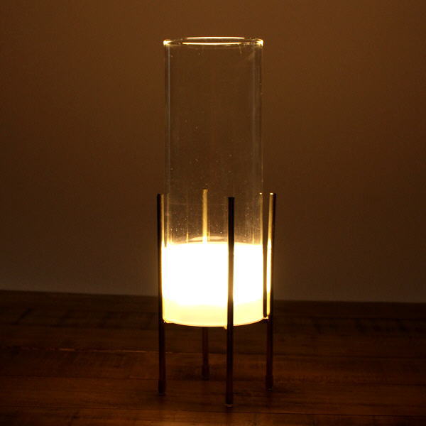 花瓶 おしゃれ ガラス フラワーベース LED ライト ゴールド 透明 クリア スタイリッシュ モダン シンプル LED付きガラススタンドベース