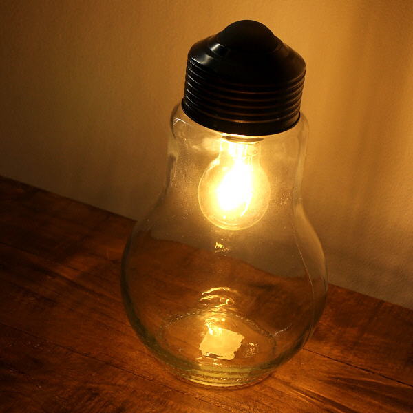 LEDライト おしゃれ ガラス 電球 照明 テーブルライト シンプル レトロ アンティーク LED付きガラスボトル 電球型