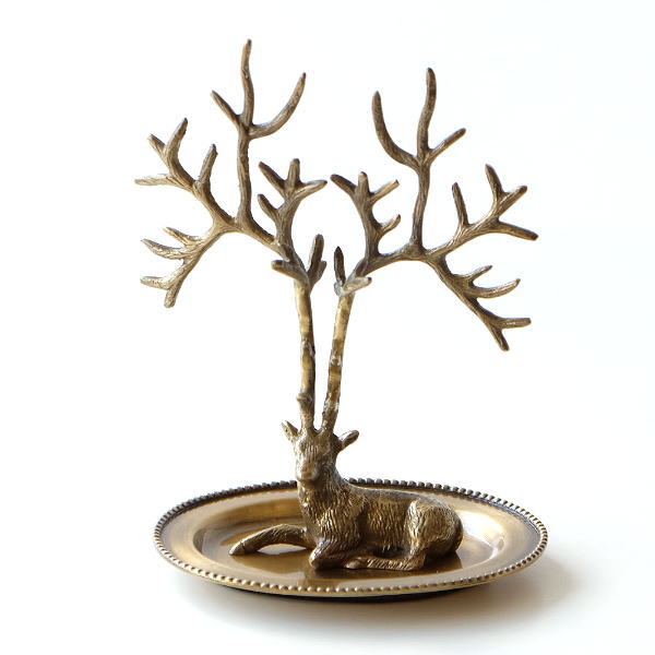 アクセサリースタンド ツリー 木の枝 アンティーク おしゃれ 真鍮 ジュエリースタンド イヤリング 指輪 ピアス 収納 皿 トレー ブラスアクセサリースタンド ディア