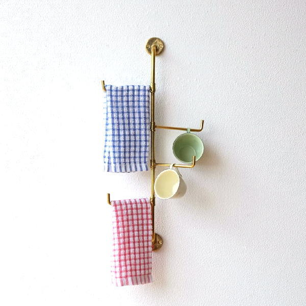 フック 壁 おしゃれ 真鍮 可動式 回転 ハンガー 引っ掛け 壁付け アンティーク ゴールド 壁掛け 収納 洗面 キッチン 玄関 ブラス縦型ウォールフック