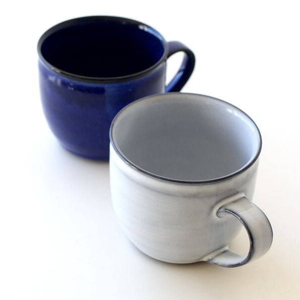 波佐見焼 マグカップ おしゃれ 磁器 かわいい 大人可愛い シンプル 和モダン コップ コーヒーマグ コーヒーカップ 飲みやすい ブルー ホワイト ルリ釉 ワラ灰釉 無地 焼物 日本製 MARUマグ 2タイプ