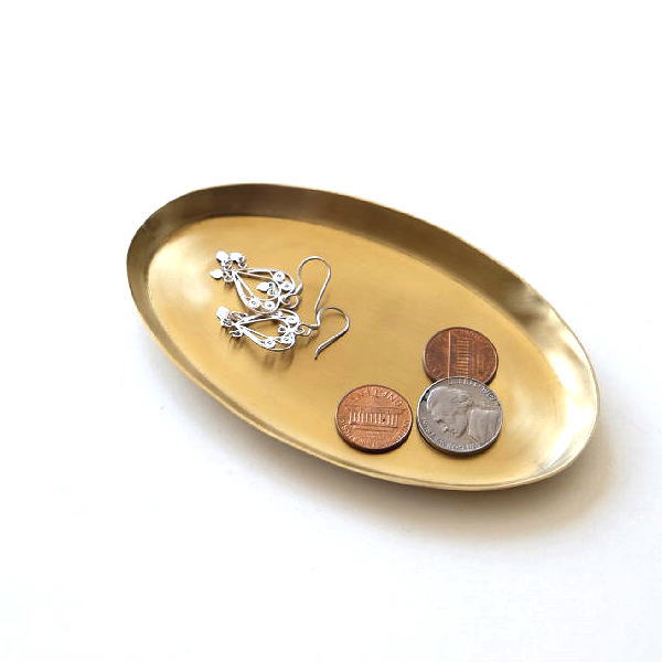 トレー ゴールド 真鍮 アンティーク インテリア 小物入れ アクセサリートレイ キートレイ コイントレー ブラスオーバルトレイ