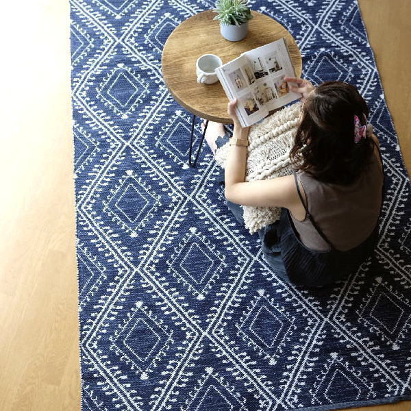 Rakuten - ラグ おしゃれ ラグマット ベニワレン風 デザイン 130×190 両面 リバーシブル ポリエステル PET YARN の両面ラグ