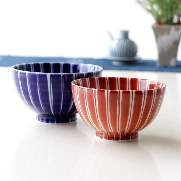 夫婦茶碗 夫婦碗 おしゃれ 波佐見焼 大小 ペア セット かわいい お茶碗 夫婦 ご飯茶碗 陶器 日本製 古染十草 ペアご飯茶碗