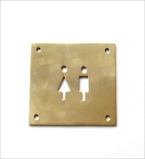 サインプレート トイレ ドアプレート おしゃれ トイレサイン ブラス インテリア 小物 雑貨 ルームサイン シンプル ブラスサインプレート 2
