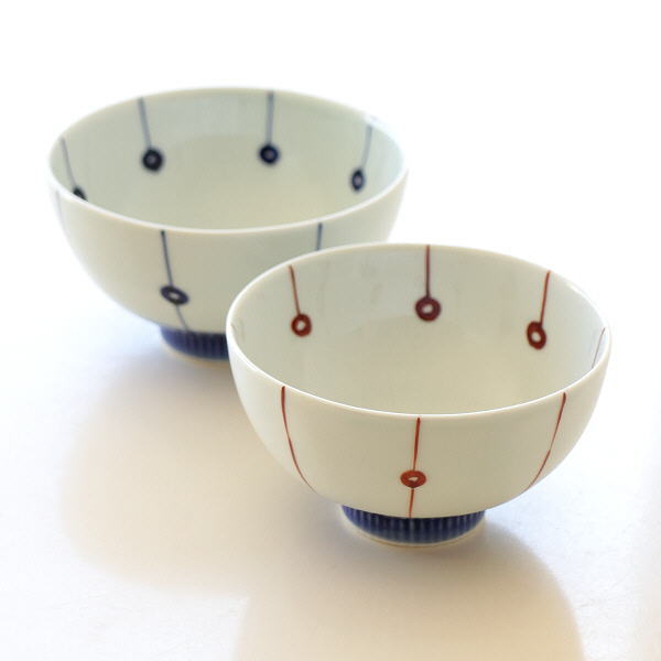 夫婦茶碗 夫婦碗 ご飯茶碗 ごはん茶碗 お茶碗 おしゃれ ペア しのぎ模様 大小セット 和食器 有田焼 磁器 プレゼント 点丸十草飯碗 大小セット