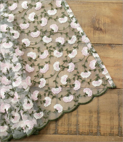 カフェカーテン おしゃれ かわいい レース レースカーテン 45cm 花 刺繍 チュール エレガント トイレ 洗面所 キッチン 小窓用カーテン ミニカーテン カフェカーテン 1845L45