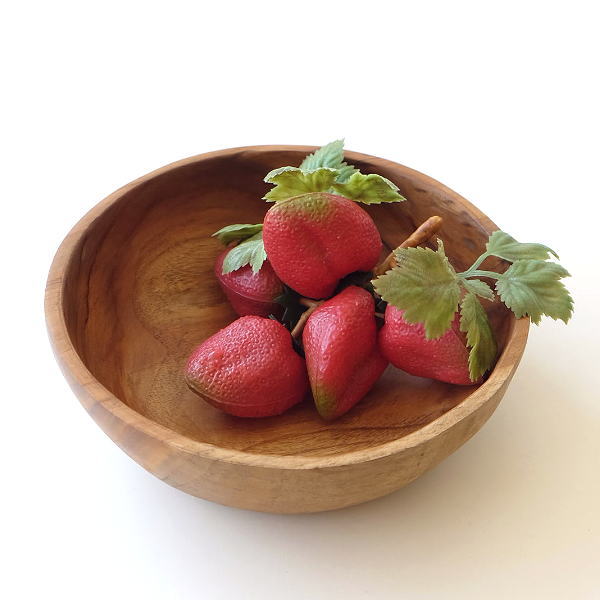 ボウル 木製 天然木 おしゃれ チーク ナチュラル 木製 サラダボウル 食卓 食器 ボール お皿 うつわ トレー シンプル 木 ブラウン 木目 チークウッドボウル M