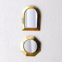 鏡 壁掛けミラー 真鍮 アンティーク レトロ ゴールド ウォールミラー 小さい コンパクト 真鍮の壁掛けミニミラー 2タイプ