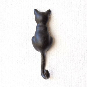 【9/5限定P5倍】 壁掛けフック ウォールフック 猫雑貨 ねこ 壁掛けキーフック インテリア雑貨 アジアン雑貨 かわいいフック アンティーク風 レトロ 壁掛黒猫フック 壁飾り オブジェ 鍵掛け 玄関 リビング ネコグッズ インテリア小物 ネコのテールフック