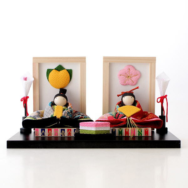 おひなさま お雛様 ひな人形 置物 ちりめん細工 オブジェ おしゃれ かわいい 桃の節句 雛飾り ひな祭り コンパクト 小物 京都 日本製 インテリア ちりめん細工 桜橘 飾り