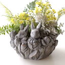 プランターポット うさぎ チューリップ プランター おしゃれ かわいい フラワーポット レトロ アンティーク調 底穴あり ガーデニング インテリア ペアラビットのフラワーセメントプランター L