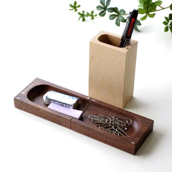 ペン立て ペンスタンド おしゃれ ペントレー ペントレイ 木製 日本製 ブナ ウォールナット 天然木 無垢材 シンプル インテリア かっこいい スリム マグネッ...