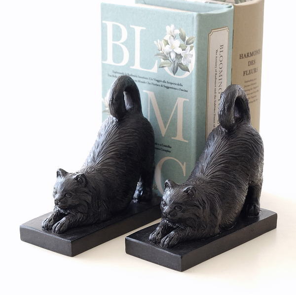 ブックエンド ねこ 猫 ネコ おしゃれ 本立て ブックスタンド 小さめ レトロ アンティーク オブジェ レ..