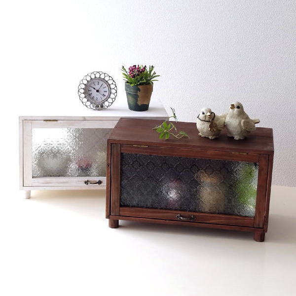 キャビネット スパイスラック おしゃれ ミニ ガラス ウッド 木製 アンティーク調 ガラスケース ディス..