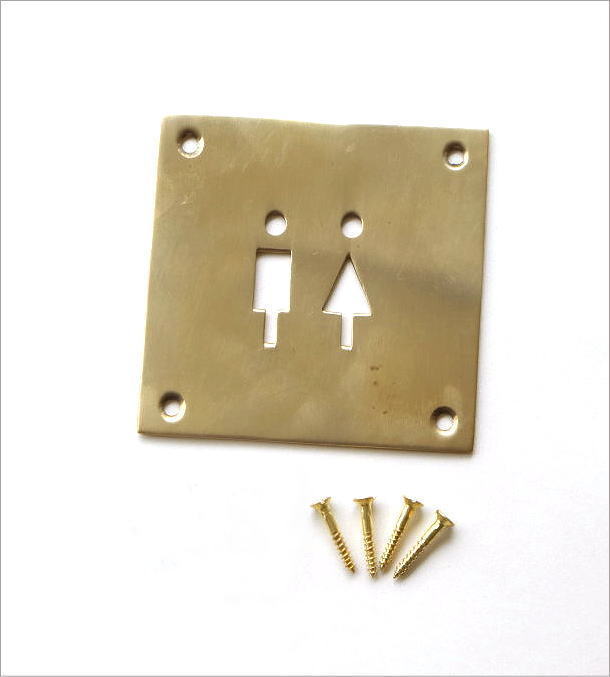 サインプレート トイレ ドアプレート おしゃれ トイレサイン ブラス インテリア 小物 雑貨 ルームサイン シンプル ブラスサインプレート 3