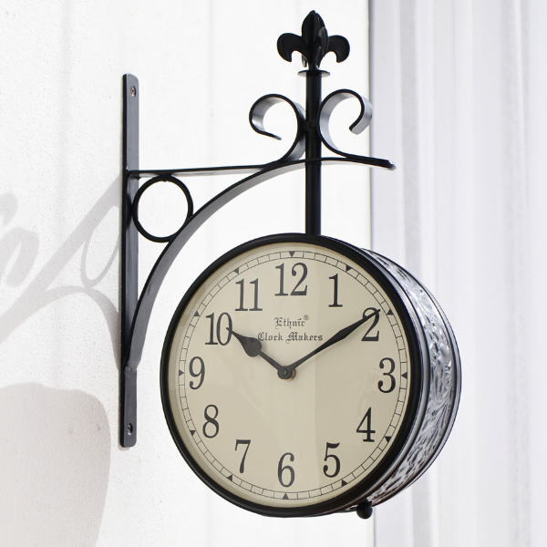 壁掛け時計 掛け時計 おしゃれ アンティーク レトロ ウォールクロック クラシック ヨーロピアン 北欧 カフェ エスニック インテリア エキゾチック モダン ヨーロッパ アイアンメタル ハンギング 壁付け 丸型 ラウンド 吊り下げ両面クロック6010