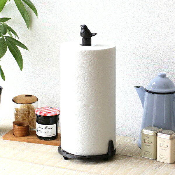 キッチンペーパーホルダー 片手で切れる 縦型 スタンド 一般 海外サイズ 大判 コストコ 対応 アイアン ..