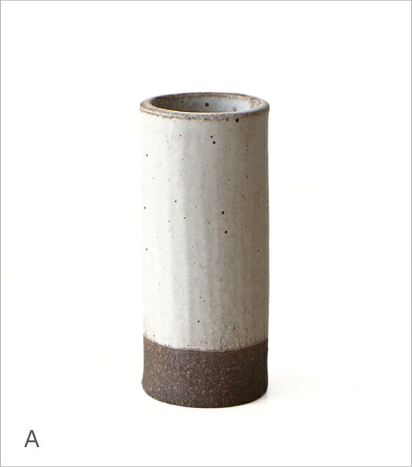 花瓶 一輪挿し フラワーベース 陶器 日本製 萬古焼 円筒形 円柱 小さい ミニ 花器 釉薬 手作り 素焼き おしゃれ 和風 和モダン インテリア 炭黒 筒形花瓶 3タイプ [2]