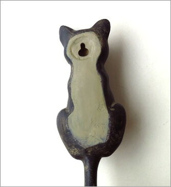 思わずにっこり♪壁掛けフック ウォールフック 猫雑貨 ねこ 壁掛けキーフック インテリア雑貨 アジアン雑貨 かわいいフック アンティーク風 レトロ 壁掛黒猫フック 壁飾り オブジェ 鍵掛け 玄関 リビング ネコグッズ インテリア小物 ネコのテールフック