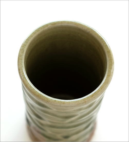 花瓶 陶器 おしゃれ 瀬戸焼 和風 和モダン 和室 床の間 玄関 枝物 花器 生け花 フラワーベース 円柱 円筒形 焼き物 日本製 灰釉円柱花入れ [2]