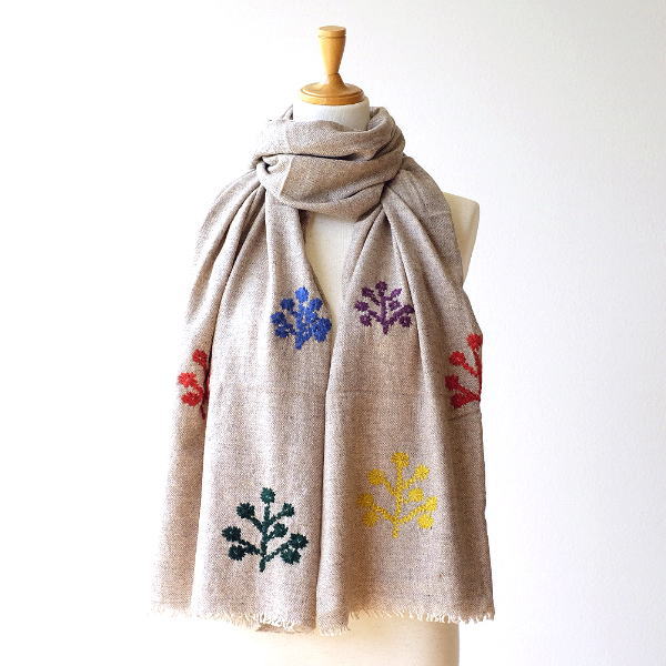 Rakuten - ストール マフラー ショール レディース 女性 おしゃれ 秋冬 秋 冬 首巻き 大人 デザイン ウールツリー刺繍ショール