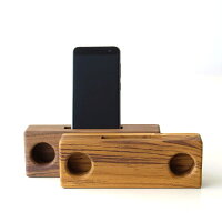 スマホスピーカー 木製 置くだけ スマホ スピーカー iPhoneスピーカー スマホスタンド 卓上 おしゃれ シンプル ナチュラル インテリア ウッド 天然木 無垢材 Woodスマホスピーカー ダブル2タイプ