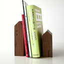 ブックエンド 木製 無垢 天然木 本立て ブックスタンド おしゃれ 卓上 机上 シンプル ナチュラル かわいい モダン おうち ハウス 家型 北欧 整理 本棚 ...