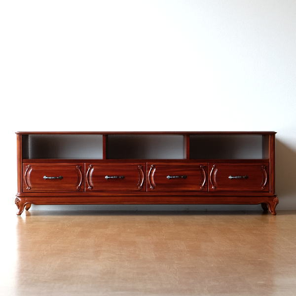 マホガニー無垢材 テレビ台 テレビボード 木製 総無垢材 猫脚 TV台 TVボード 木製 アンティーク調テレビボード テレビ台 アンティーク風テレビボード TVボード 引き出し アンティーク風 木製 完成品 送料無料 マホガニーローボード猫脚150