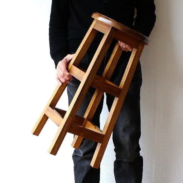 スツール チーク無垢材 天然木製スツール 丸椅子 カウンターチェアー バースツール カウンタースツー ...