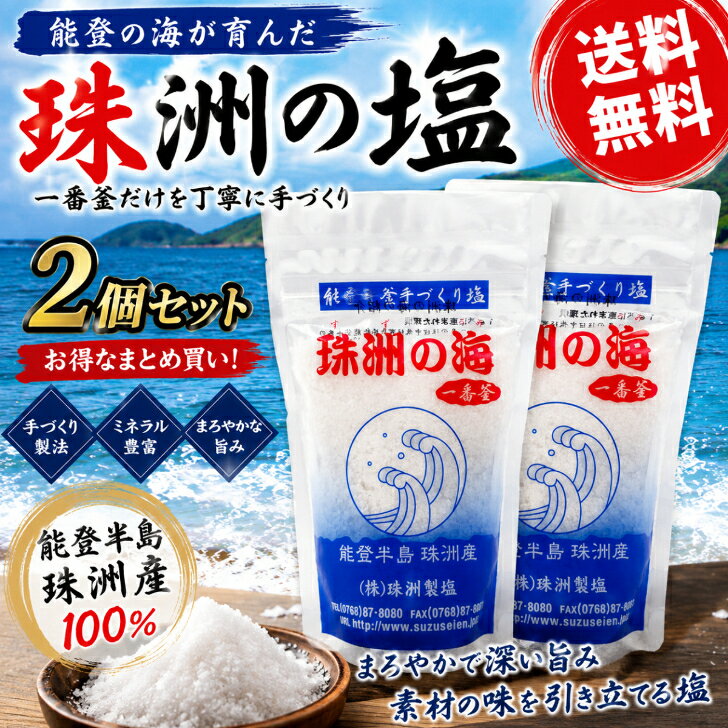 珠洲の塩 一番釜 100g×2袋 天然塩 海塩 国産塩 能登 珠洲 海水塩 ミネラル塩 ミネラル豊富