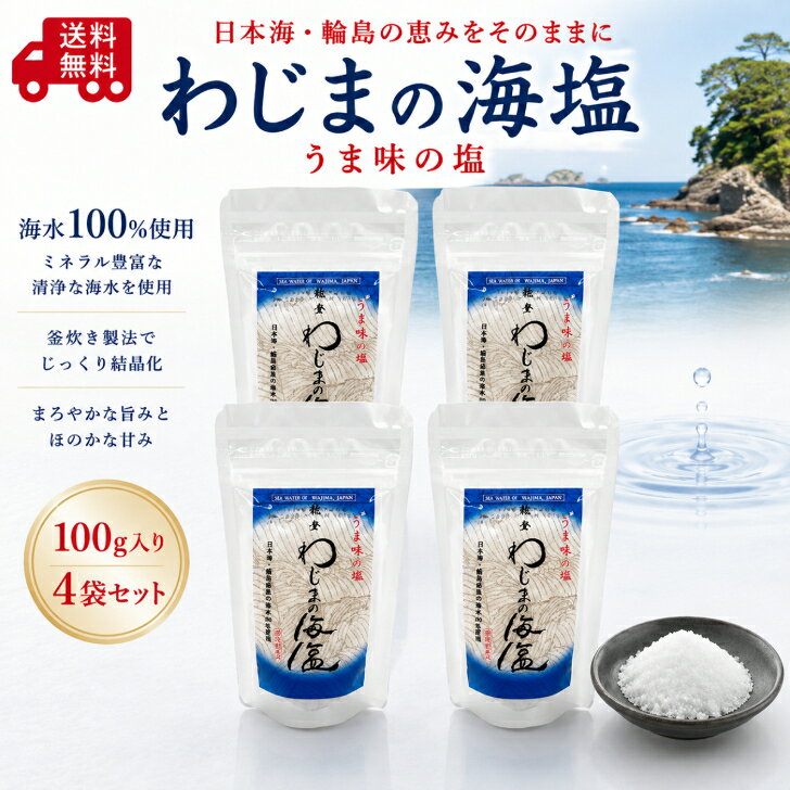 わじまの海塩 100g×4袋 天然塩 海塩 国産塩 石川県輪島産 海水塩 ミネラル塩 ミネラル豊富 輪島の塩