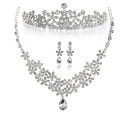 ウエディング ネックレス イヤリング セット フラワー ブライダル アクセサリー 花嫁 ネックレス ピアス キラキラ ジルコニア クリスタル 誕生日 クリスマス プレゼントfa320005