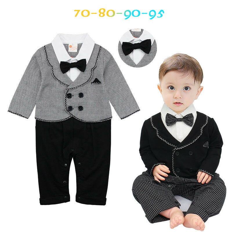 フォーマル長袖ロンパース ベビースーツ【送料無料 】男の子 80cm 90cm 95cm 新生児 幼児 ベスト シャツ ベビー服 結婚式 出産祝い プレゼント ギフト 七五三 撮影 誕生日 お宮参り 記念日 蝶ネクタイ 冬 キッズ お食い初め ベビーカバーオール 11923 すうじドリルおまけ付き