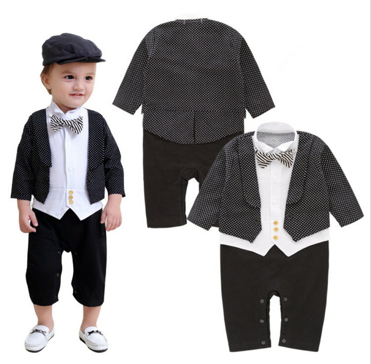 フォーマル長袖ロンパース ベビースーツ【送料無料 】男の子 80cm 90cm 95cm 新生児 幼児 ベスト シャ..