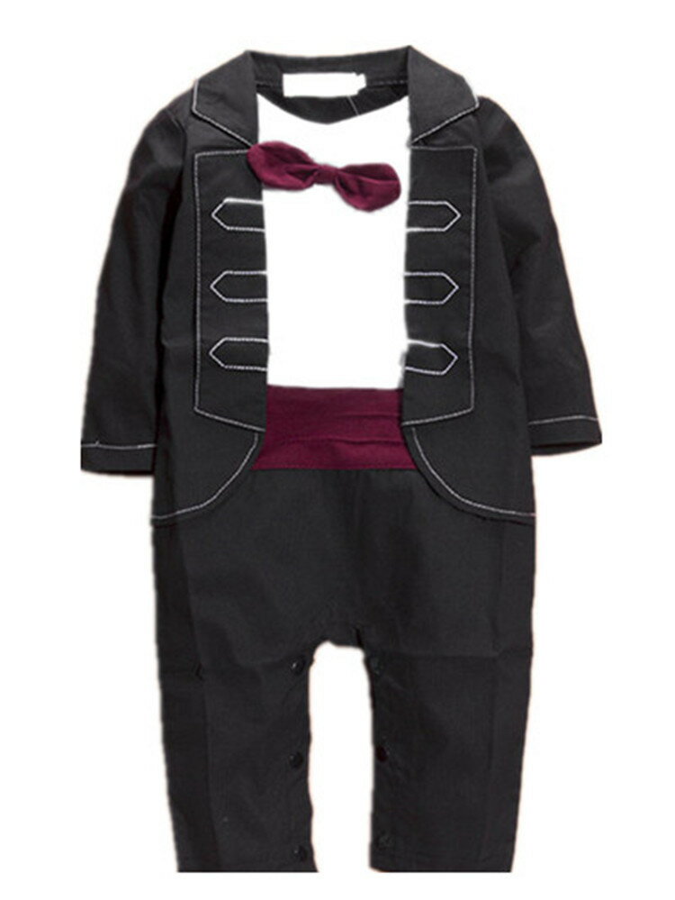 フォーマル長袖ロンパース ベビースーツ【送料無料 】男の子 80cm 90cm 95cm 新生児 幼児 ベスト シャツ ベビー服 結婚式 出産祝い プレゼント ギフト 七五三 撮影 誕生日 お宮参り 記念日 蝶ネクタイ 冬 キッズ お食い初め 13492　すうじドリルおまけ付き 2