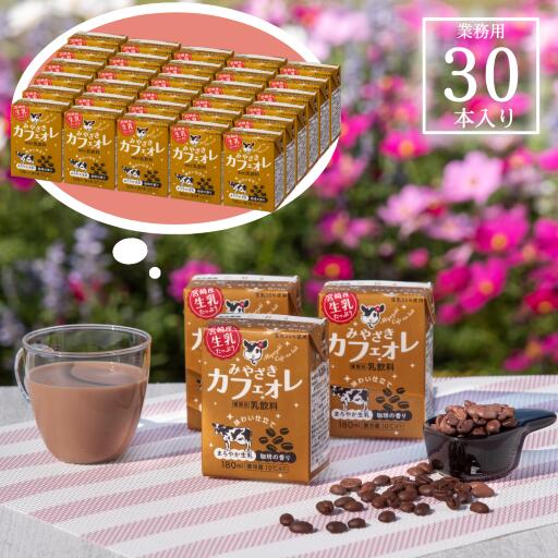 みやざきカフェオレ180ml　30本入　宮崎県産生乳をたっぷりと使用　白水舎乳業の昔から愛されるコーヒー牛乳　業務用