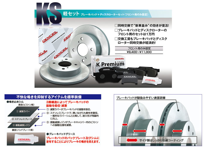 ミラジーノ L700S NA（ノンターボ） 1999/02〜2004/10 フロントローター＆パッドセット★DIXCEL KS