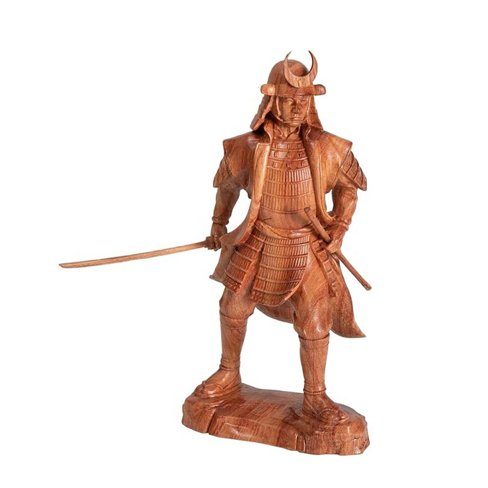 HASEL ハセル 戦国武将 木製フィギュア 明智光秀 極 木製 ご利益 木彫り 置物 置き物 縁起物 フィギュア