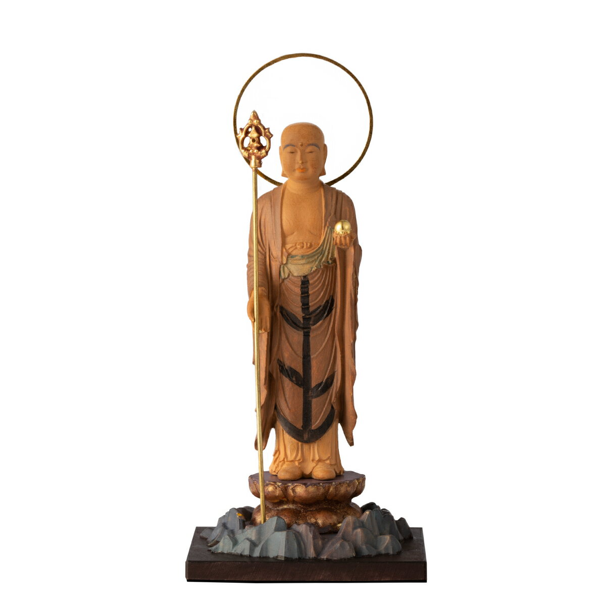 Boxwood - RIYAK リヤク BASIC ベーシック 古代色地蔵菩薩 LY-BJZK 木製仏像 ご利益 仏具 仏像 木製 木彫り 置物 置き物 縁起物 仏像フィギュア